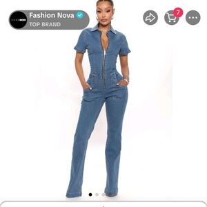 Fashion Nova Classic Blue Denim Jumpsuit